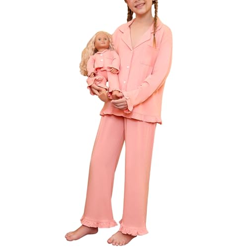 QPANCY Matching American Girl Doll Pjs Set Pink Pajamas 4t 5t