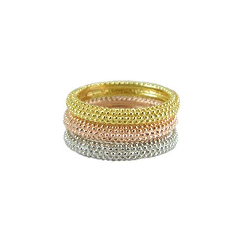 PAOLO SABA Sardinian Wedding Ring Consisting of 3 Rhodium-Plated Silver Rings Rose Gold, Silver