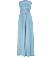 GRACE KARIN Women Strapless Casual Loose Ruched Long Maxi Dress with Pockets