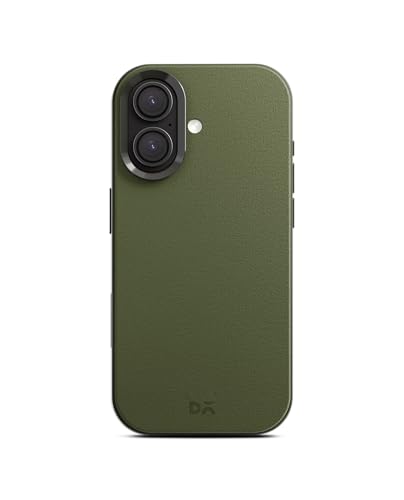 Image of DailyObjects Leatherite Case for iPhone 16 Compatible with Mag-Safe Wireless Charging | Green-Olive Hybrid Magnetic Back Cover