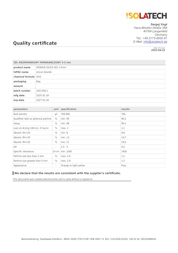 ISOLATECH Silica Gel regenerierbar Trockenmittel auch als Filament Trockner geeignet orange 1,8kg Beutel Silicagel Kugeln als Kieselgel Silikagel Entfeuchter