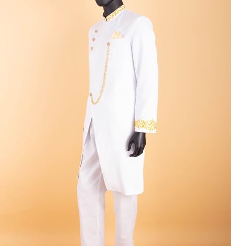 African Suit for Men 2 Pieces Embroidery Tuxedo Suit African Clothes Solid Standard Fit Party Blazer Jacket Pant Set4