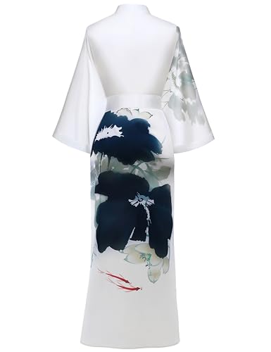 PRODESIGN Kimono Robe for Women - Long Satin Sleepwear Silky Kimono Cover-Up Nightgown Japanese Bathrobe Loungewear Blouse2