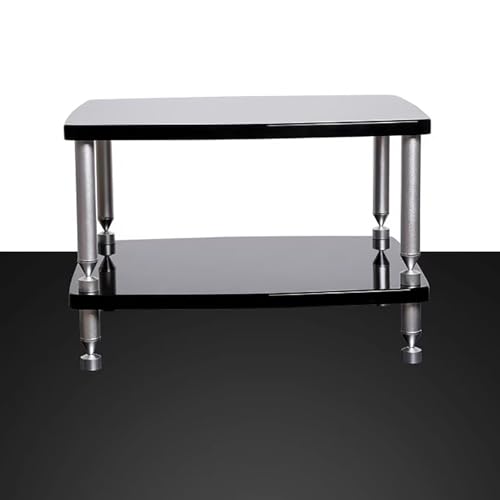 Mueble Equipo Hifi Gabinete de Estudio de Perfil Bajo para Componentes de Audio, Estantería Vintage para Videojuegos con Altavoz para DVD, Sistema de Almacenamiento para Receptor Onkyo(Two layer)