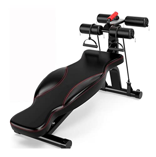 Banco para sentarse con mango cruzado inverso para ejercicios de banco abdominal, equipo de ejercicio abdominal con 4 ajustes de altura ajustables (negro)