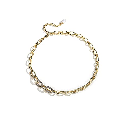 WYUYIW Collar Anillo Retro Hebilla Tendencia Conectada Cadena De Clavícula Ligeramente Exagerada Collar De Temperamento Collar De Verano Collar Colgante