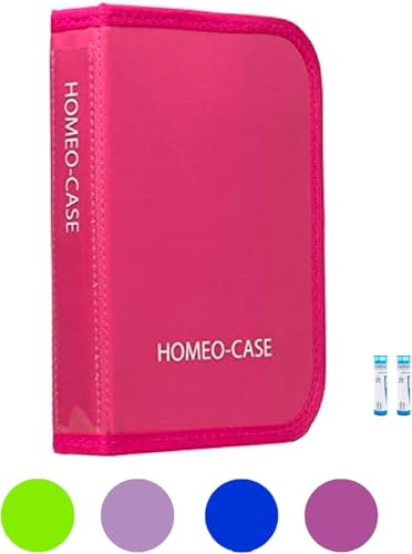 HOMEO-Case | Estuche de Homeopatía con 40 Espacios para Tubos de 4 Gramos de Boiron | Estuche Tubos de Homeopatía | Color Rosa (No Incluye Tubos) | Cerrado 21,5 x 14,5 cm | Abierto 48,5 x 21 cm