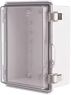 BC-ATP-162110, Plastic Enclosure, ABS Gray Body & PC Clear Cover, P Type for Molded Hinge & Stainless Steel Latch, W6.30 x L8.27 x D3.94