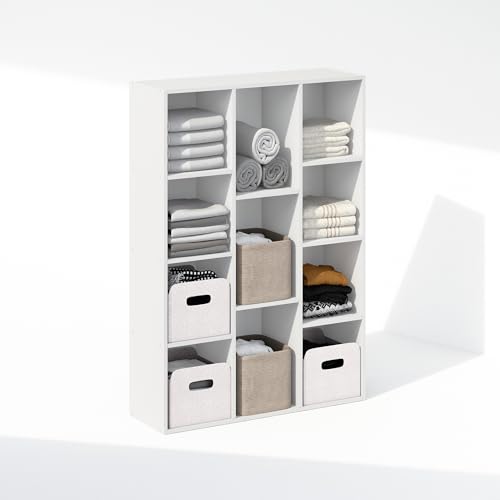 Image of Furinno Reed Closet Organizers and Storage, 11-Cube Closet Organizer, Open Shelf Closet Storage, for Wardrobe, Bedroom, Living Room, White