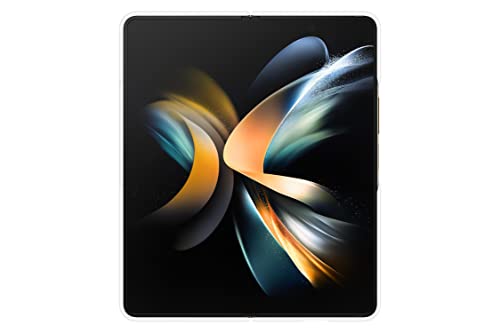 Image of SAMSUNG Galaxy Z Fold4 Silicone Grip Cover, Protective Phone Case with Finger Strap, Matte Finish, Soft Surface, Handheld Design, US Version, White