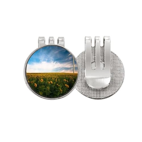 Marqueur de balle de golf bleu tournesol avec clip magnétique pour chapeau