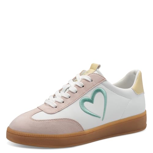 MARCO TOZZI by Guido Maria Kretschmer Damen Sneaker flach mit Schnürsenkeln Freizeit, Weiß (White/Powder), 40 EU