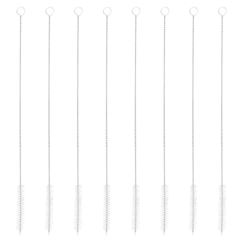 8 unidades de 30 cm con pajita, cepillo de limpieza para pajitas, limpiador de cerdas para pajitas de acero inoxidable, cepillos de nailon, limpieza fina y larga para pajitas