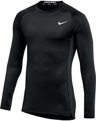 Nike Mens Pro Fitted Long Sleeve Training Tee, Black, L