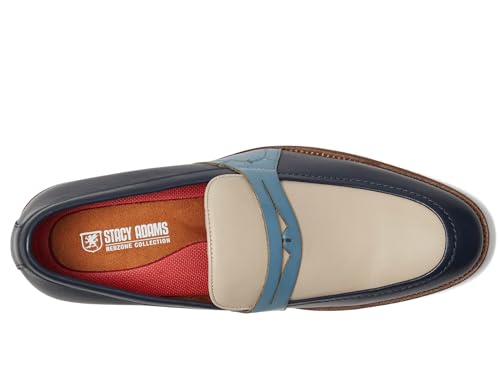Stacy Adams Men's Prichard Penny Slip On Loafer, Navy Multi, 142