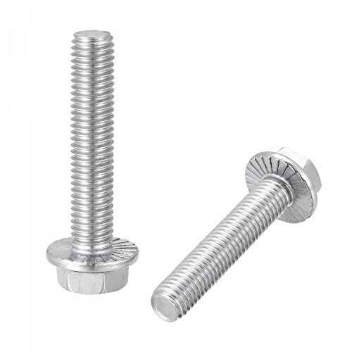 Image of uxcell M10x55mm Hex Serrated Flange Bolts Screws Metric Thread 304 Stainless Steel 6pcs