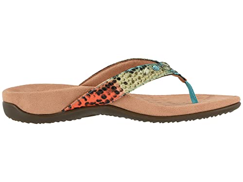 Vionic Women's Rest Lucia Flip-Flop - Rhinestone Toe-Post Sandals With Concealed Orthotic Arch Support Blue Teal Snake Metallic 6.5 Wide Us #TOP5