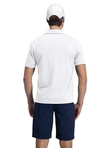 Image of Three Sixty Six Golf Shirts for Men - Dry Fit Short-Sleeve Polo, Athletic Casual Collared T-Shirt, White Out, Medium