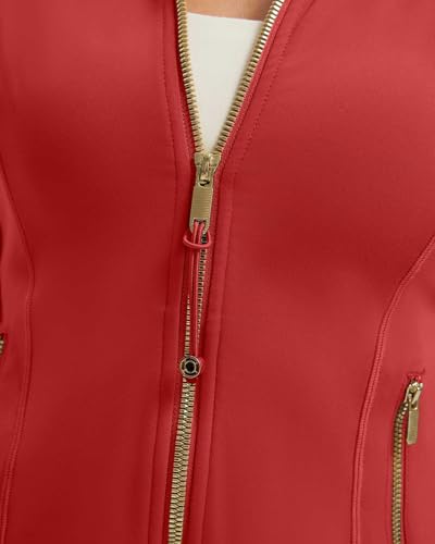 Image of SUUKSESS Women Golden Full Zip Up Workout Cropped Jackets Lightweight Athletic Yoga Tops