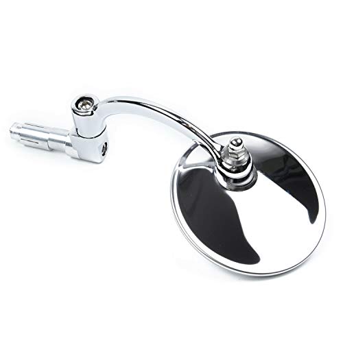 Image of ELECTROPRIME 1 Pair Chrome Round Bar End Rearview Side Mirror Adjustable For Cafe Racer