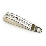 CELOKIY Embroidered Fabric Wristlet Keychain, Vintage Floral Wrist Key Chain for Women with Brass Hardware