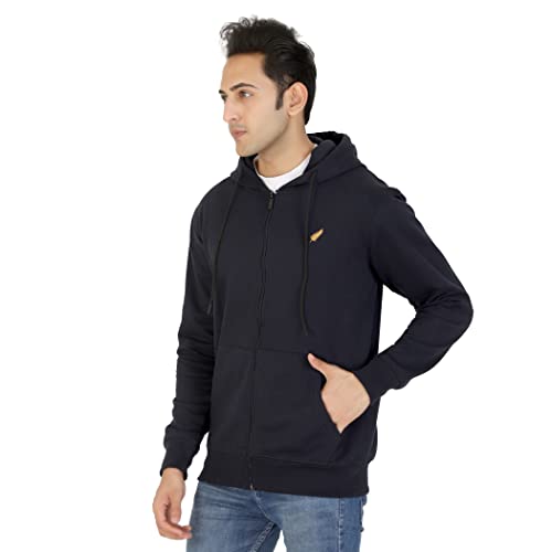 Image of D-GREEN Sweatshirt for Men Stylish Hoodie with Zipper and Full Sleeves Winter Wear