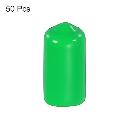Image of MECCANIXITY 50pcs 3 /8 inch(10mm) Rubber End Caps Cover PVC Vinyl Screw Thread Protector Round Wire Shelf Caps for Screw Bolt Pipe Fence Post, Green