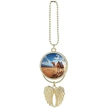 Cute Angel Wings Car Mirror Hanging Camel Auto Rear View Mirror Pendant Decoration Golden-Style Car Keychain Ornament Auto Interior for Women Men