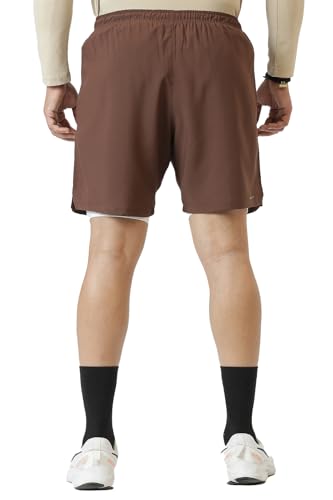 Image of FUAARK Double Layer 2 in 1 Sports Shorts with Inner Tights for Men Gym Tight Short with Pocket