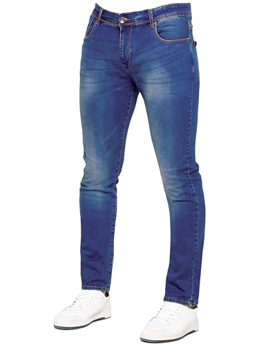 989Zé ENZO Pantalon Homme Slim Ajustement Coupe clasique Coton Stretch Denim Pantalon Jeans EZ325 Bleu 34W / 32L