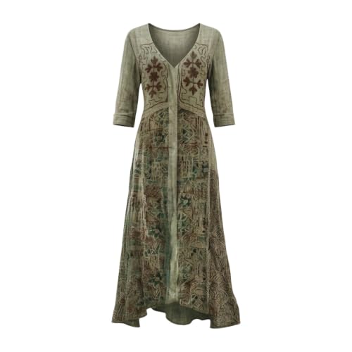 Womens Fall Boho Dresses Flowy Floral Western Maxi Dress - image 5