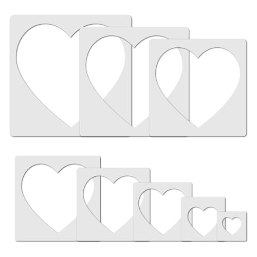8 Pieces Different Size Heart Stencils Template Stencil Large Heart Stencil for Spray Painting Painting Template for Fabric Walls Arts Paper