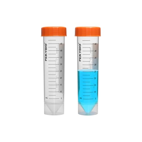 PEKYBIO Centrifuge Tubes 50ml Self-Standing Sterilized Polypropylene Graduated Test Tube with Seal Screw Cap Sample Storage Container, Pack of 50