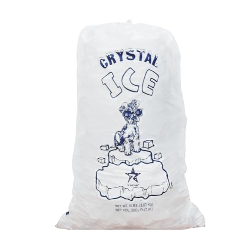 7STAR Ice Bags 8lb with Drawstring | Crystal Ice Bags | Durable, Leakproof, and Freezer-Safe for Ice Storage (100)