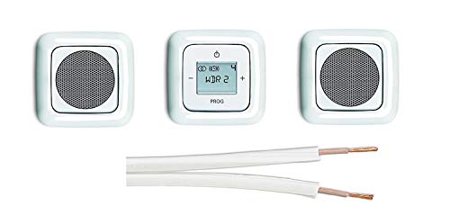 Busch Jäger Unterputz Digitalradio Unterputzradio 8215 U (8215U) alpinweiß Reflex SI + 2 x Lautsprecher + Radioeinheit + Bedienelement + 3 x 1fach