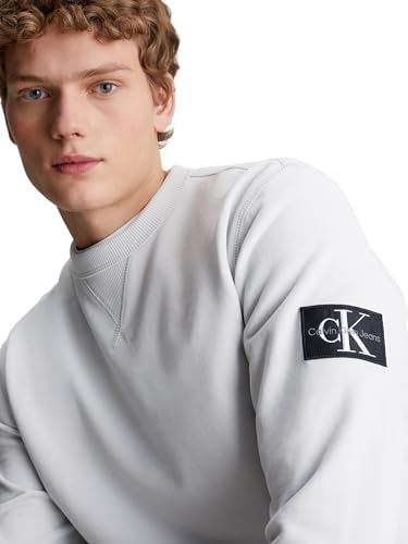 Calvin Klein Herren Sweatshirt Badge Crew Neck aus Baumwolle, Grau (Lunar Rock), XS – Ansicht 3