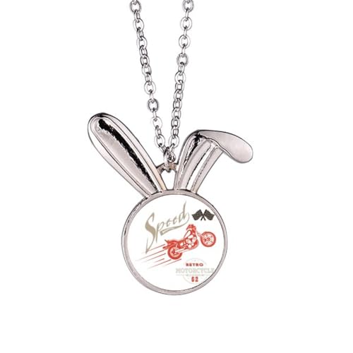 Collier pendentif lapin moto mécanique en acier pour homme et motard