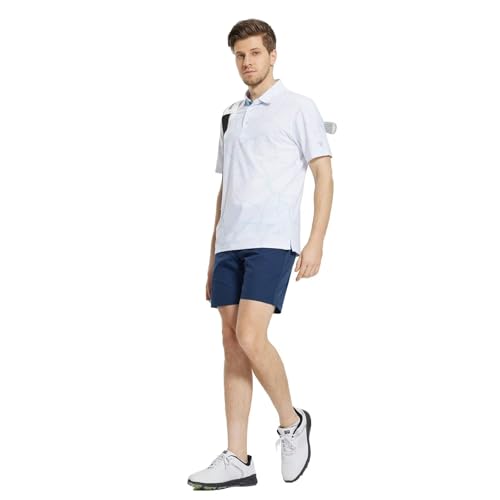 Image of M MAELREG Mens Golf Shirt Short Sleeve Dry Fit Print Moisture Wicking Performance Patterns Collared Polo Shirt