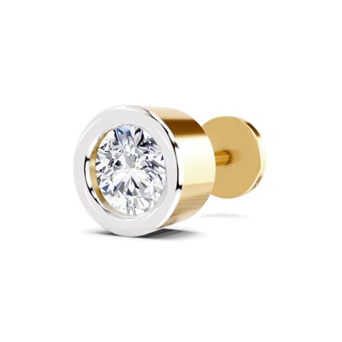 Image of Sparkles Lab Grown Diamond 0.03 Carat - 0.50 Carat Round Shape Solitaire Diamond Nose Pin for Women | 14K Gold IGI Certified FG VS Quality