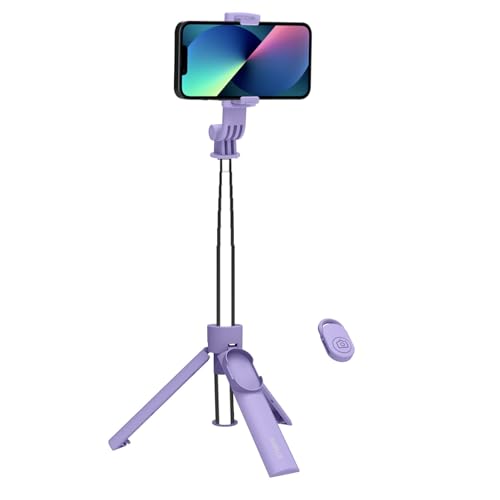 Trépied intégré Celly violet pour photos de voyage sur smartphone