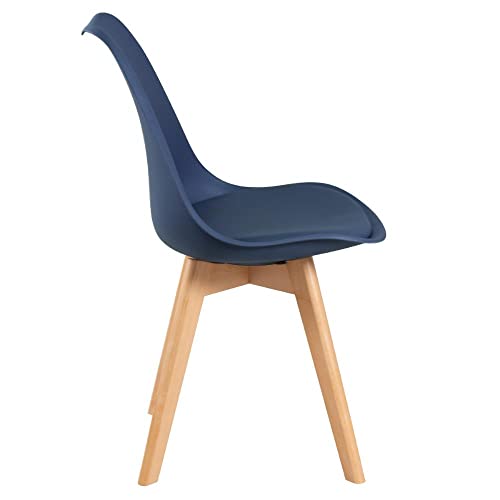Loft7, Cadeira Leda Com Assento Estofado, Encosto De Polipropileno E Pés De Madeira Natural, Elegant