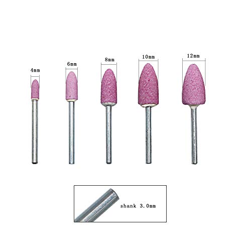 Schleifstein-Bits, Schleifscheiben, Dremel-Zubehör, Holzschnitz-/ Gravur-Set, 3 mm, Spanndorn, 20 Stück, rose