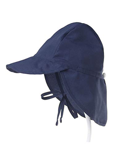 UPF 50+ Chapéu de sol para crianças, bebês, meninos e meninas infantis - Chapéu de natação de praia - Balde de proteção UV Tampa de verão com aba de pescoço (azul-marinho, 44-48 cm / 6-18 Months)