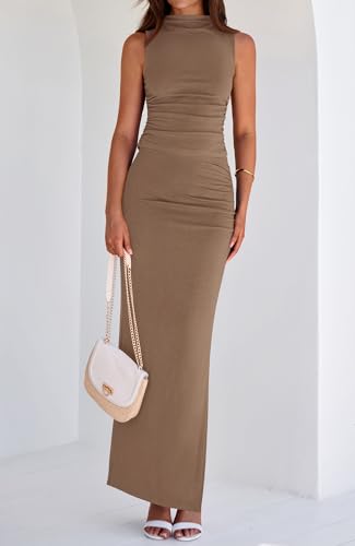 BTFBM Summer Two Piece Skirt Set for Women 2025 Dressy Lightweight Sleeveless Knit Top Going Out Split Maxi Skirt Set