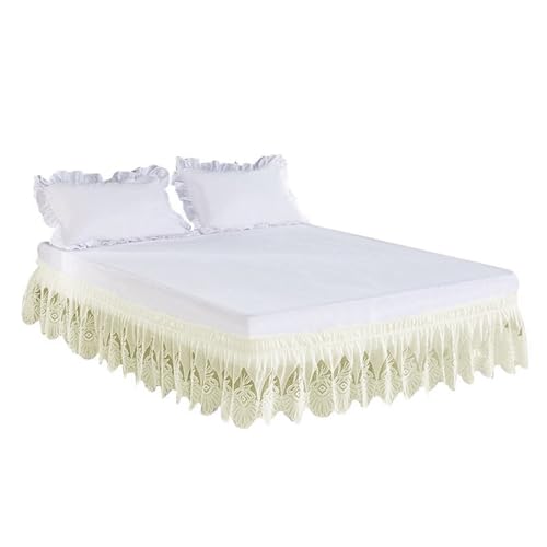 Swing Penguin Floral Lace Bed Skirt Tulle Elastic Bedskirts Ruffle Wrap Around Bed Wrap Easy Fit Dust Four Seasons Ivory King