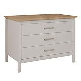 Inter Link - Kücheninsel - Mittelinsel - Arbeitsplatte - Küchenschrank mit 3 Schubladen - Melaminbeschichtet - L: 124cm - H: 91,5 cm - T: 75 cm - Piazza Crema - Kaschmir - Eiche Artisan