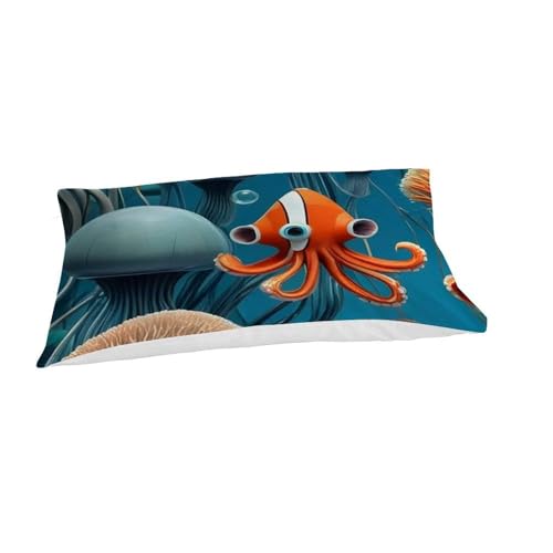 Housse de couette single microfibre imprimé 3d animaux marins - 7