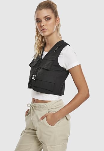 Urban Classics Damen Ladies Short Tactical Vest Jacke, Schwarz, M EU