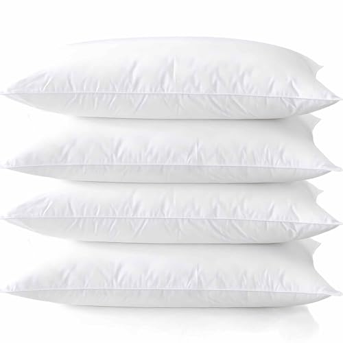 Image of Acteb Medium Support Bed Pillows King Size Set of 4 Pack for Sleeping 20 inchx36 inch, Hypoallergenic Skin Friendly Down Alternative Filling for Side Stomach Back Sleeper Machine Washable
