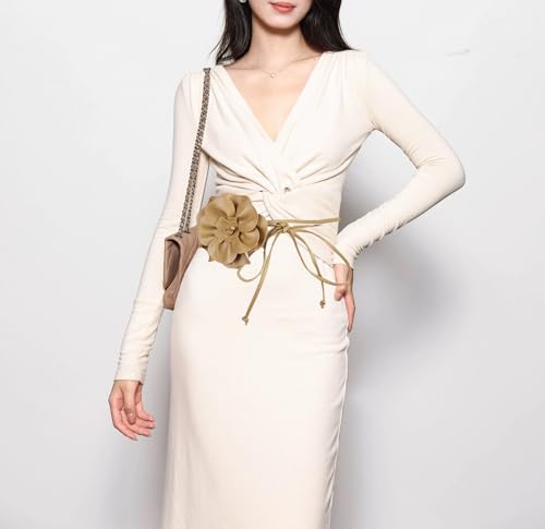 COTIM COYIN Women's Decor Flower Rope Braid Waist Belt for Wedding Dress, Party, Sash Waist Belt For Bridal4